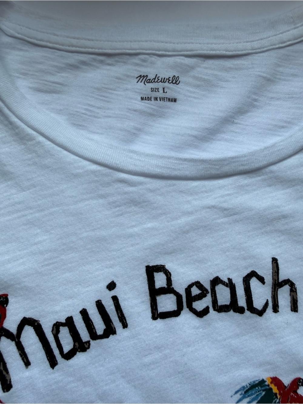 Madewell Maui Beach Club Graphic Tee Size L | White Tropical T-Shirt EUC - Picture 5 of 10